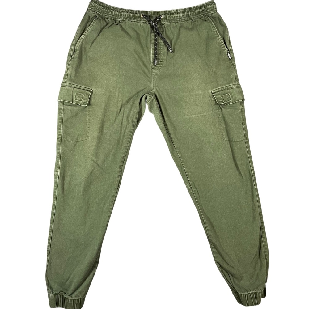Tony Hawk Cargo Joggers Mens Large Green Stretch Elastic Waist Skater Grunge